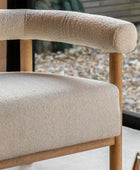 Curved Cream Fabric Wood Frame Two Seater Armchair - The Farthing
