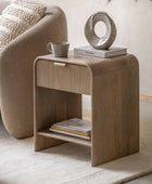 Curved Edge Mango Wood 1 Drawer Side Table - The Farthing