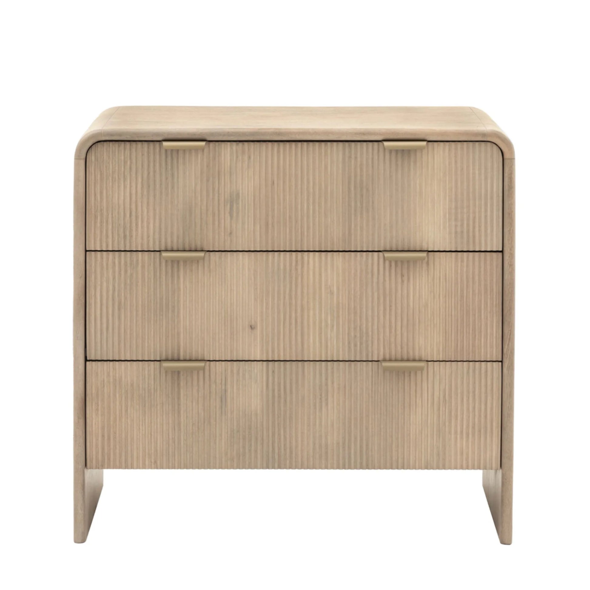 Curved Edge Mango Wood 3 Drawer Chest of Drawers - The Farthing