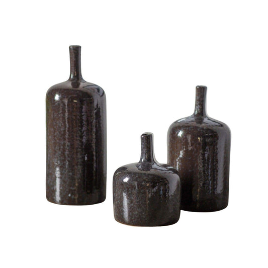 Dark Ceramic Pots Set of 3 Ornaments - The Farthing