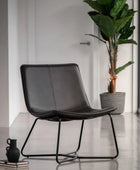 Dark Charcoal Curved Seat Faux Leather Chair - The Farthing