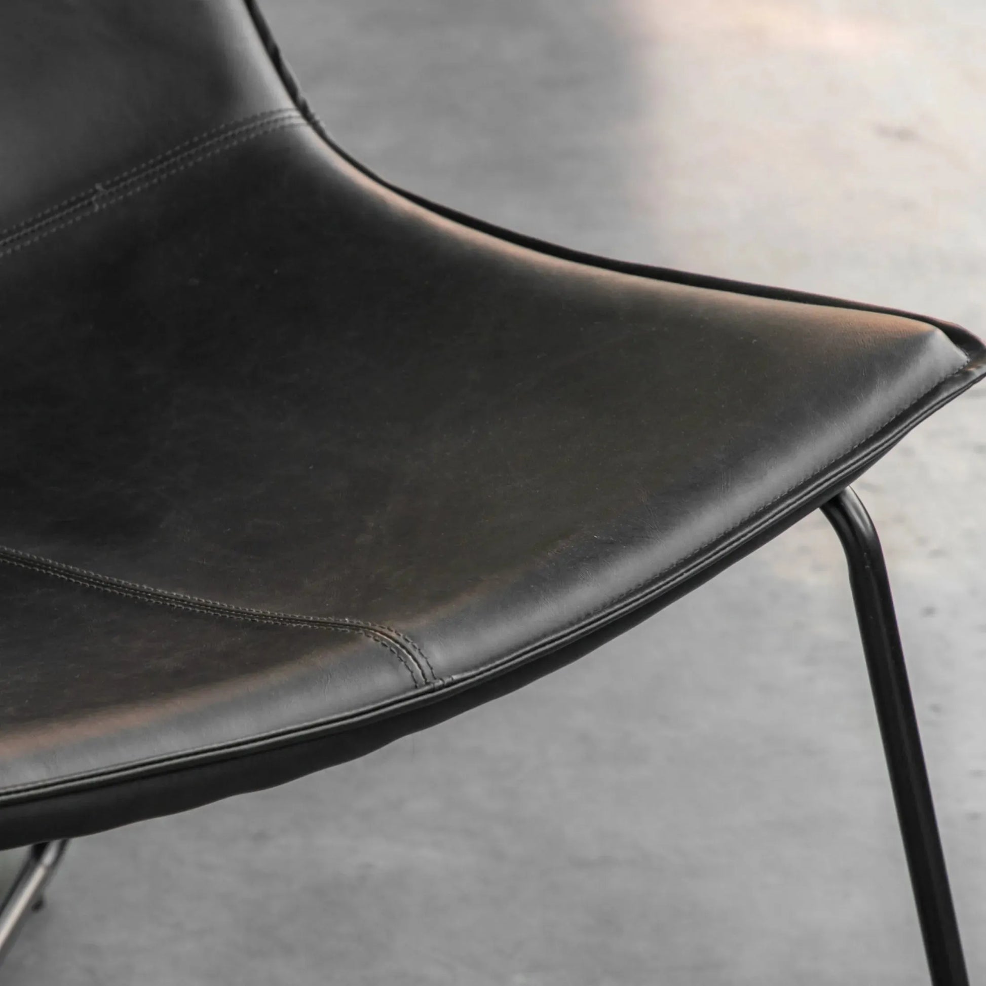 Dark Charcoal Curved Seat Faux Leather Chair - The Farthing