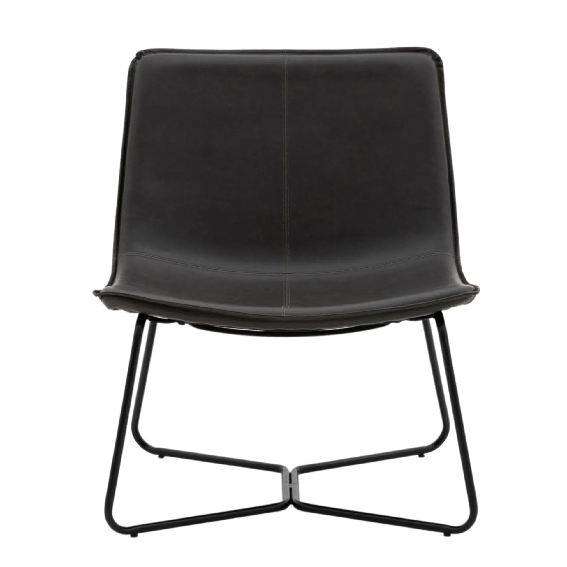 Dark Charcoal Curved Seat Faux Leather Chair - The Farthing