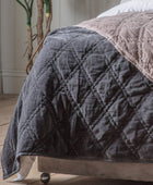 Dark Charcoal Quilted Diamond Bedspread - The Farthing