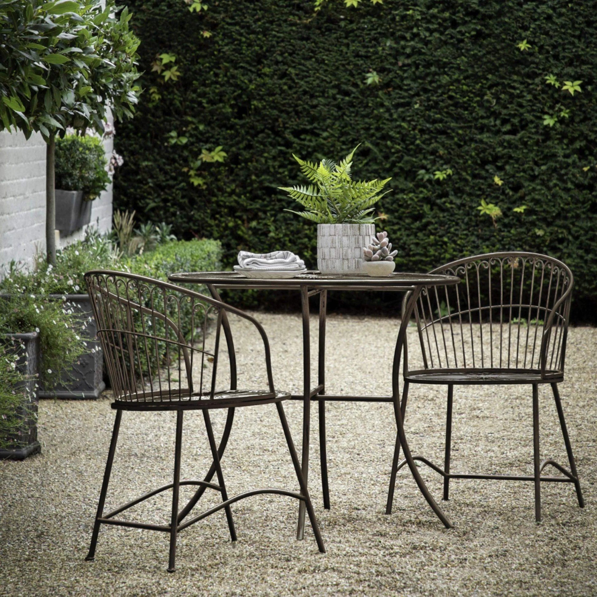 Dark Distressed Traditional Metal 2 Seater Bistro Set - The Farthing