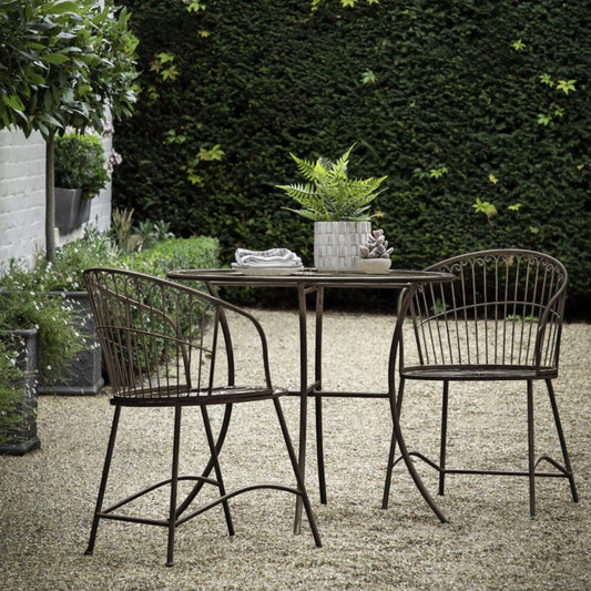 Dark Distressed Traditional Metal 2 Seater Bistro Set - The Farthing