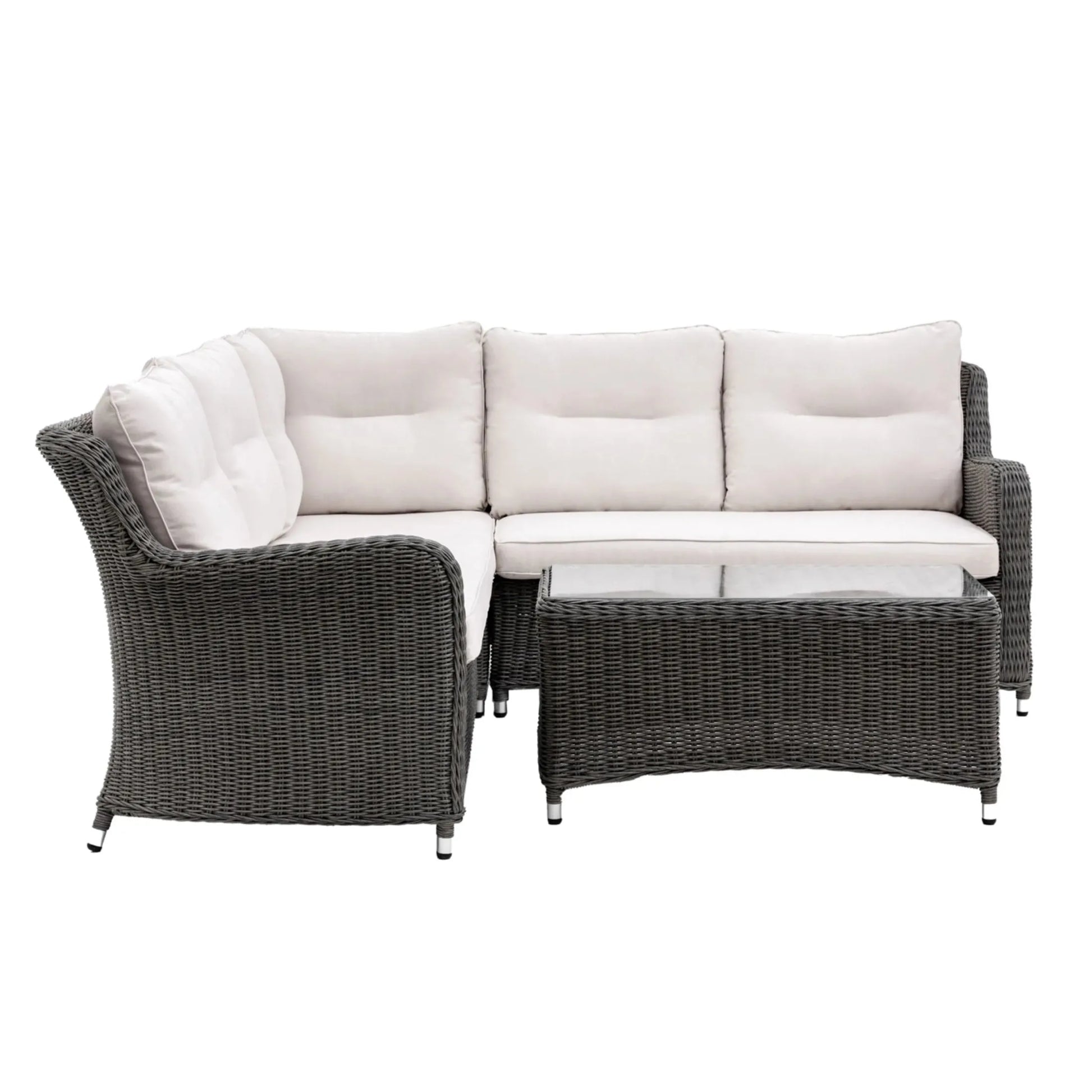 Dark PE Wicker Garden Corner Sofa Set - The Farthing