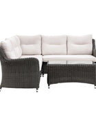 Dark PE Wicker Garden Corner Sofa Set - The Farthing