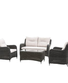 Dark PE Wicker Garden Lounge Sofa Set - The Farthing