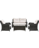 Dark PE Wicker Garden Lounge Sofa Set - The Farthing