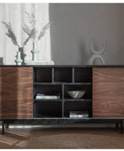 Dark Wood 2 Door Mid Century Styled Sideboard - The Farthing