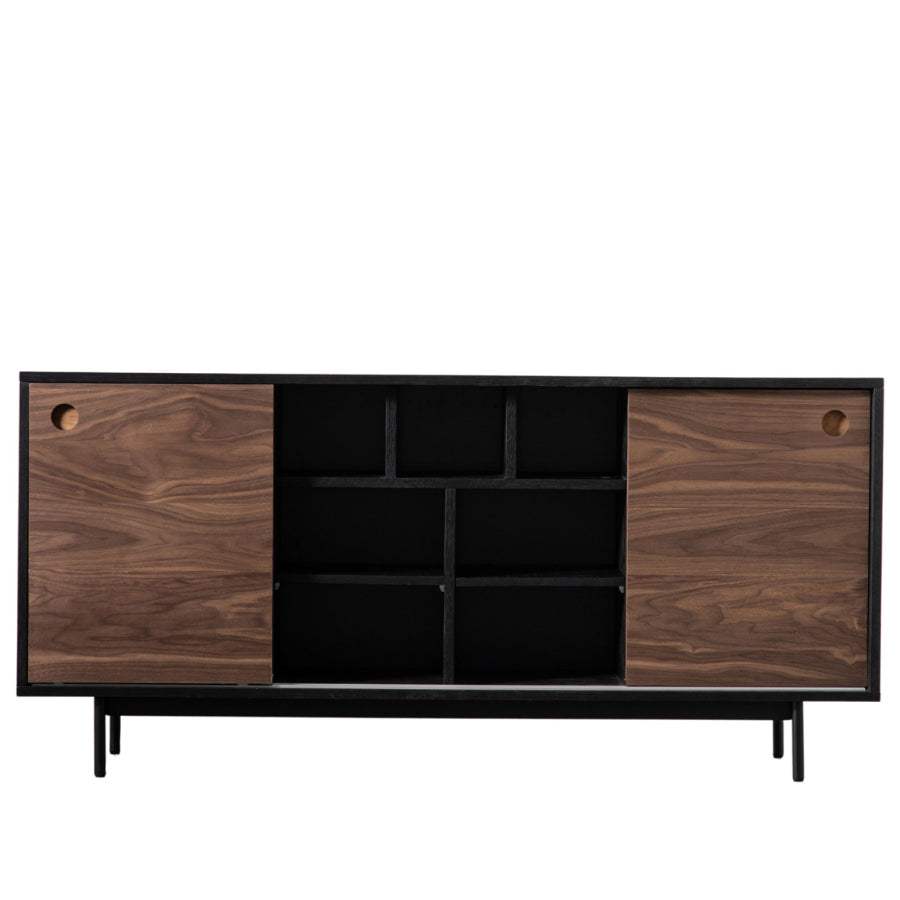 Dark Wood 2 Door Mid Century Styled Sideboard - The Farthing