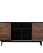 Dark Wood 2 Door Mid Century Styled Sideboard - The Farthing