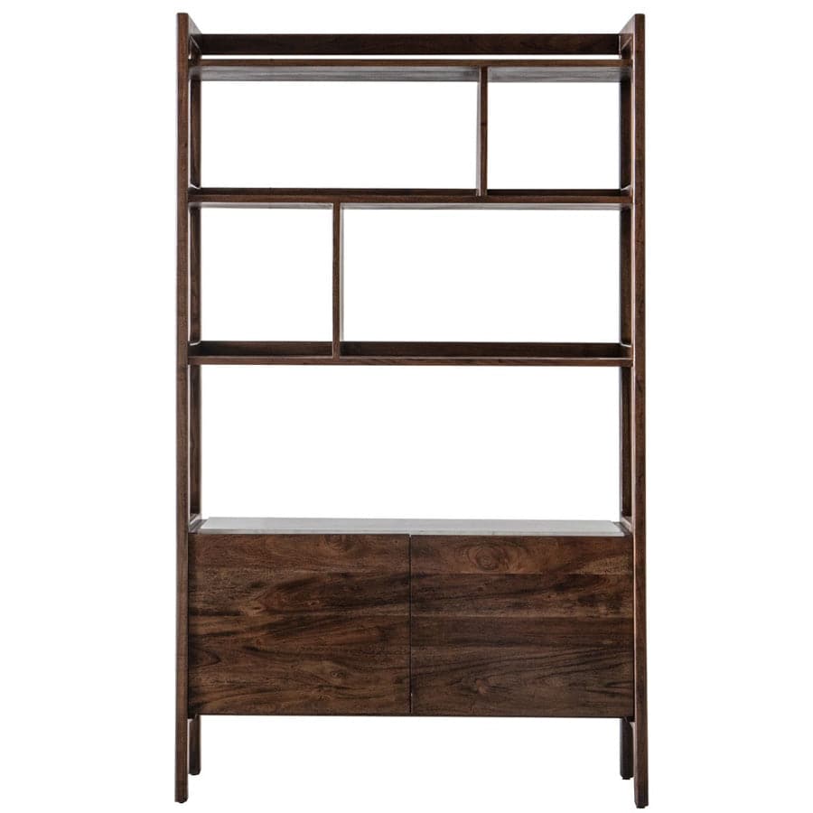 Dark Wood and Marble Open Display Shelf Unit - The Farthing