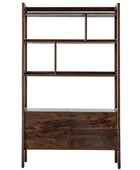 Dark Wood and Marble Open Display Shelf Unit - The Farthing