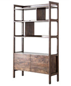 Dark Wood and Marble Open Display Shelf Unit - The Farthing