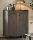 Dark Wood Arched Design 2 Door Cupboard - The Farthing