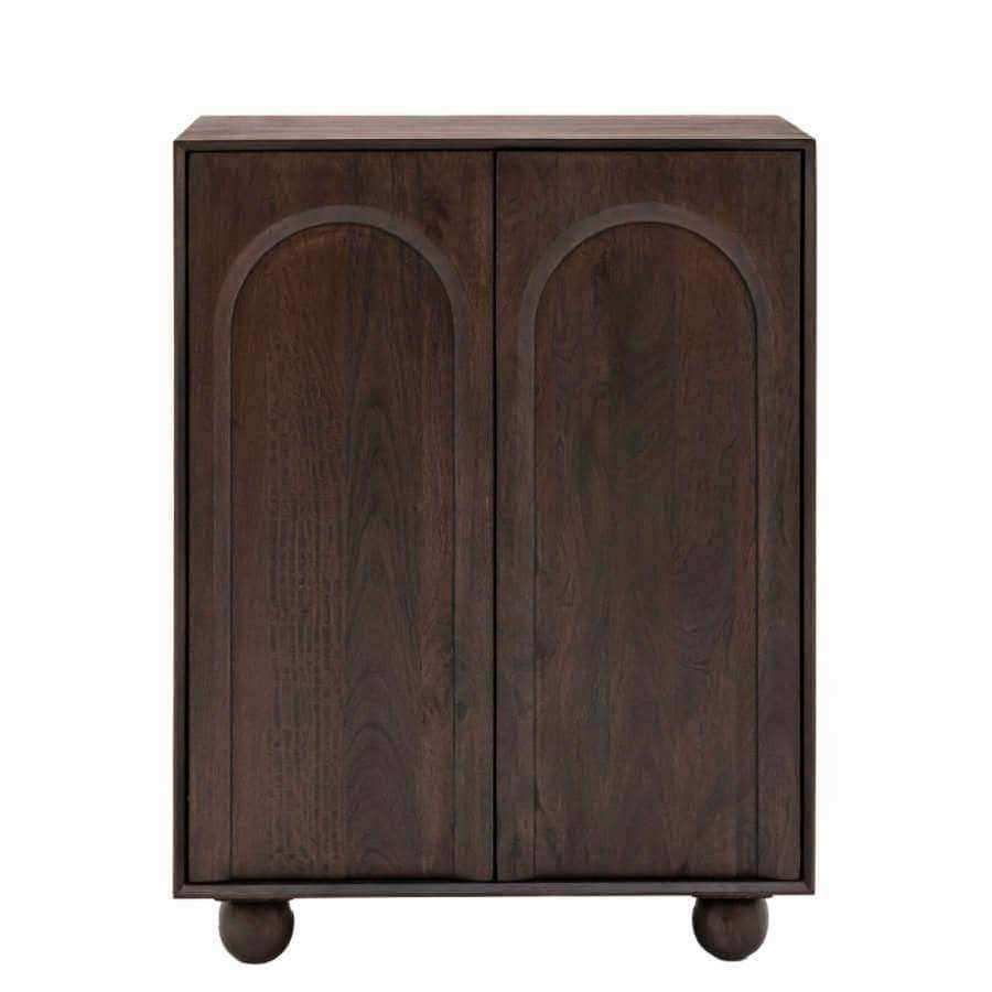 Dark Wood Arched Design 2 Door Cupboard - The Farthing