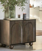 Dark Wood Arched Design 2 Door Sideboard - The Farthing