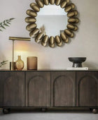 Dark Wood Arched Design 4 Door Sideboard - The Farthing