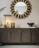 Dark Wood Arched Design 4 Door Sideboard - The Farthing