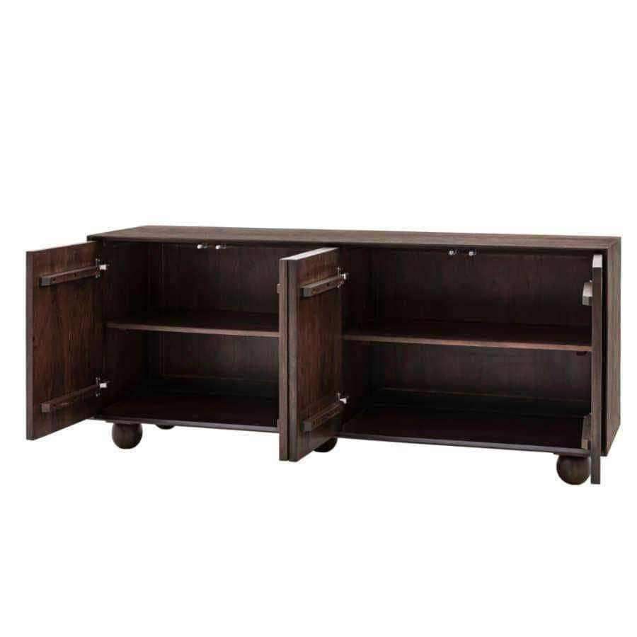 Dark Wood Arched Design 4 Door Sideboard - The Farthing