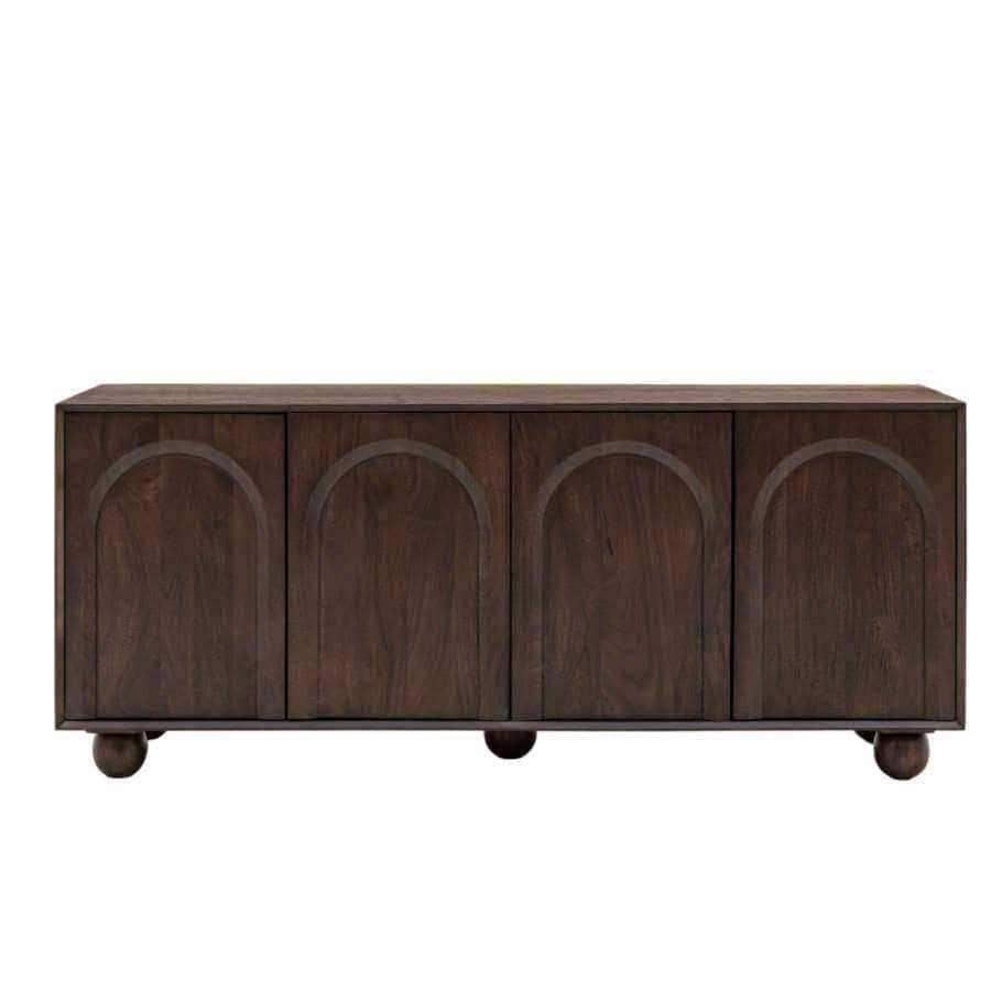 Dark Wood Arched Design 4 Door Sideboard - The Farthing