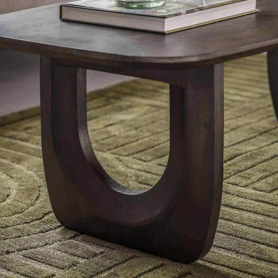 Dark Wood Arched Design Coffee Table - The Farthing