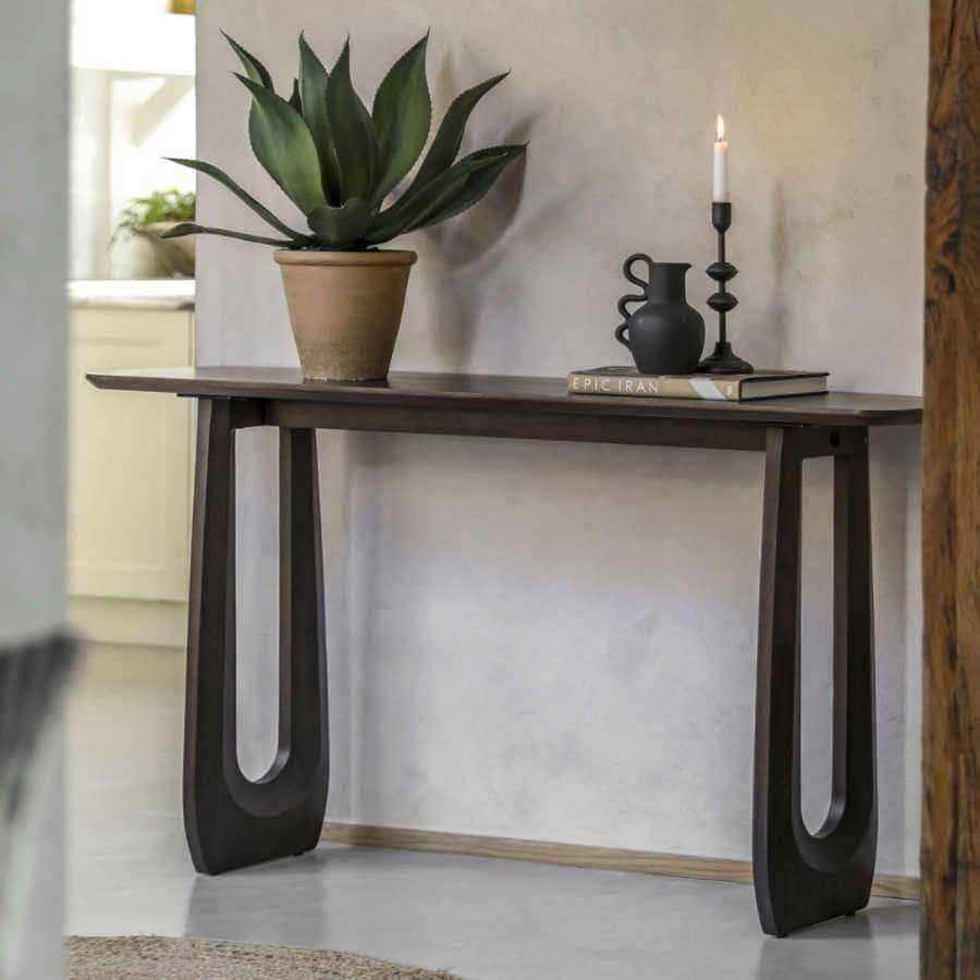 Dark Wood Arched Design Console Table - The Farthing