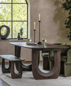 Dark Wood Arched Design Dining Table - The Farthing