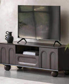 Dark Wood Arched Design Media Unit - The Farthing