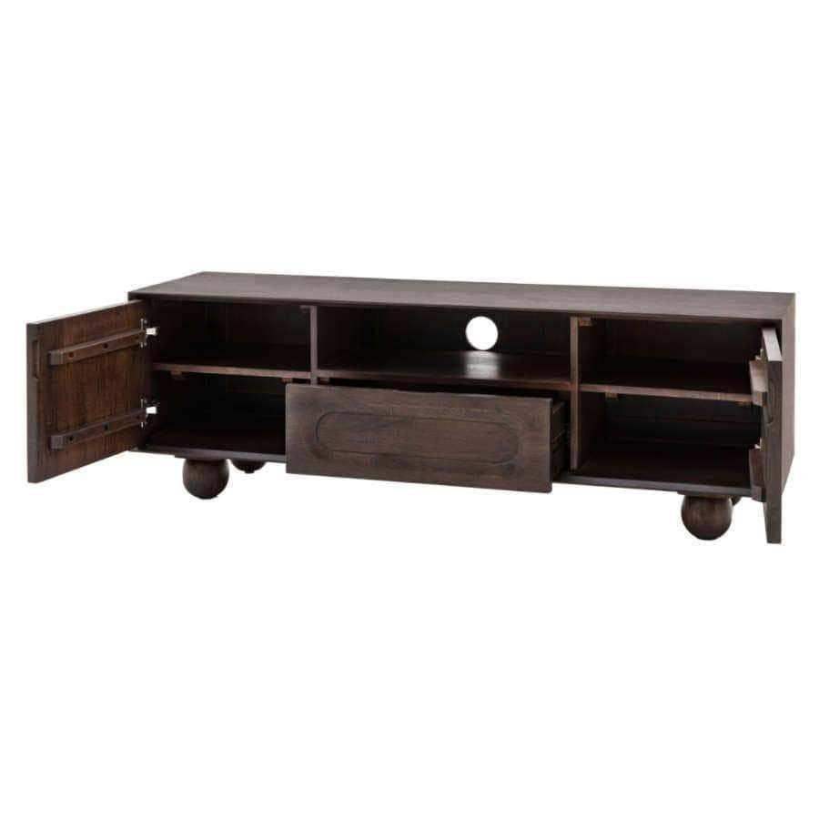 Dark Wood Arched Design Media Unit - The Farthing