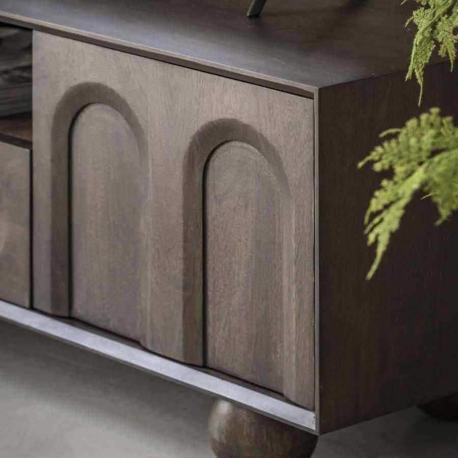 Dark Wood Arched Design Media Unit - The Farthing