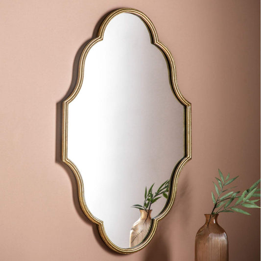 Decorative Distressed Gold Shaped Portrait Mirror - The Farthing