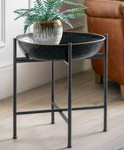 Deep Distressed Black Metal Side Table - The Farthing