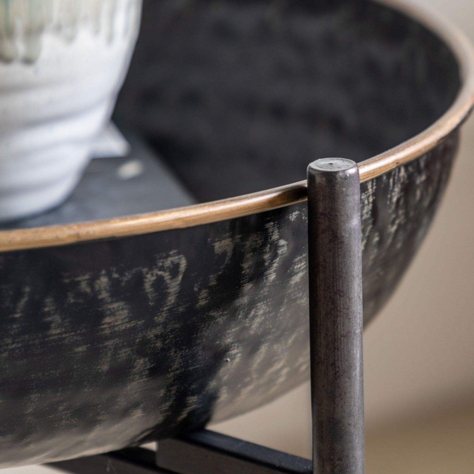 Deep Distressed Black Metal Side Table - The Farthing