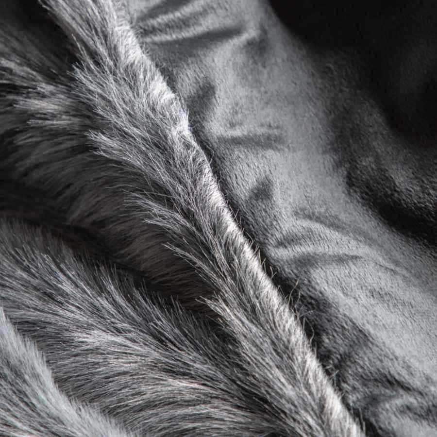 Deep Super Soft Grey Faux Fur Throw - The Farthing