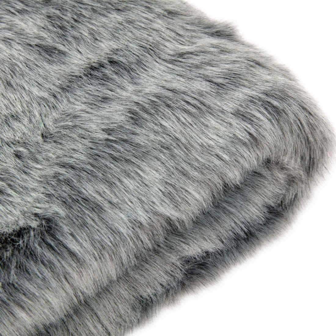 Deep Super Soft Grey Faux Fur Throw - The Farthing