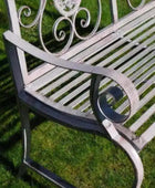Distressed Antiqued Grey Metal Garden Bench - The Farthing