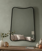 Distressed Black Flowing Curved Corner Wall Mirror - The Farthing