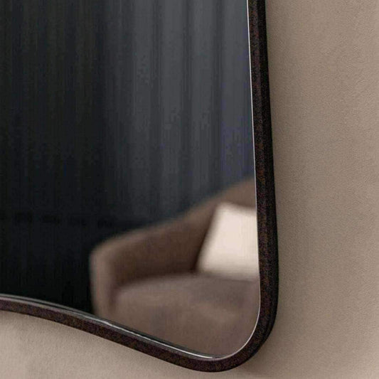 Distressed Black Flowing Curved Corner Wall Mirror - The Farthing