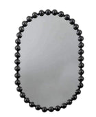 Distressed Black Large Beaded Portrait Mirror - The Farthing