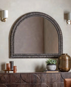 Distressed Black Wash Ribbed Arched Mirror - The Farthing