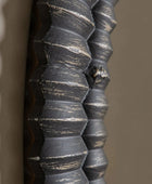 Distressed Black Wash Ribbed Round Mirror - The Farthing