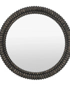 Distressed Black Wash Ribbed Round Mirror - The Farthing