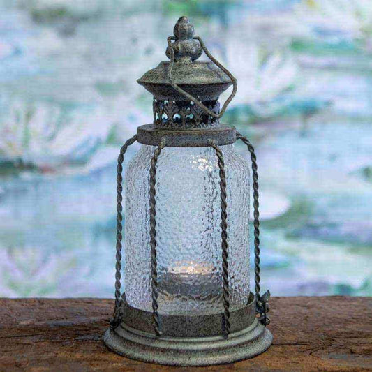 Distressed Blue Candle Lantern - The Farthing