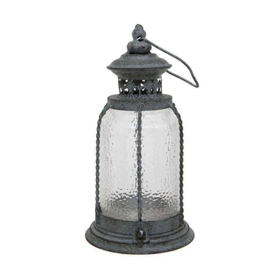 Distressed Blue Candle Lantern - The Farthing
