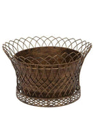 Distressed Bronze Lattice Metal Plant Pot - The Farthing