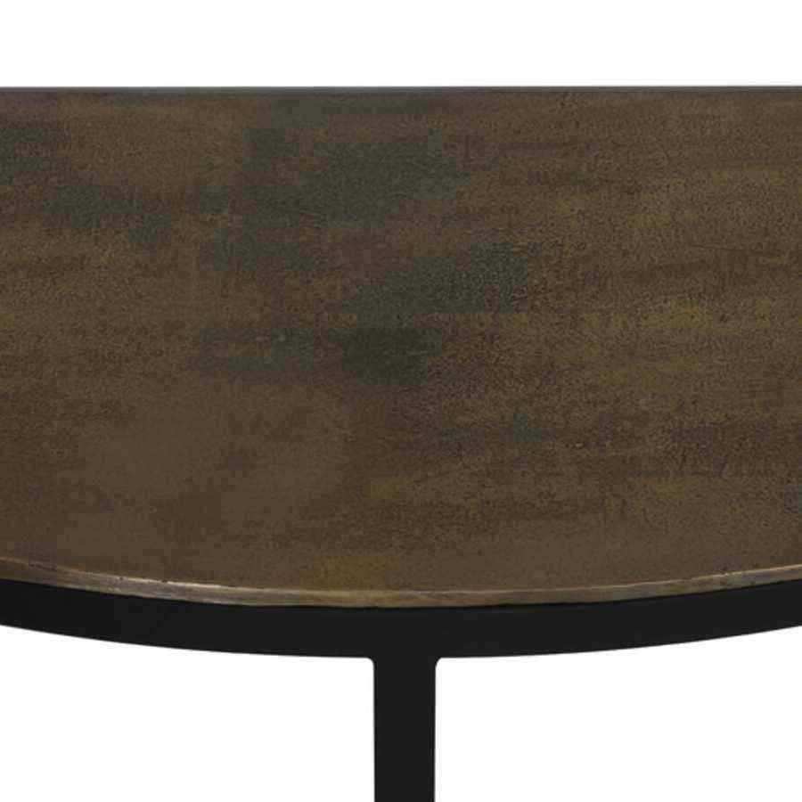 Distressed Bronze Metal Toped Semi Circle Console Table - The Farthing