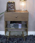 Distressed Bronzed Metal Bedside Cabinet - The Farthing